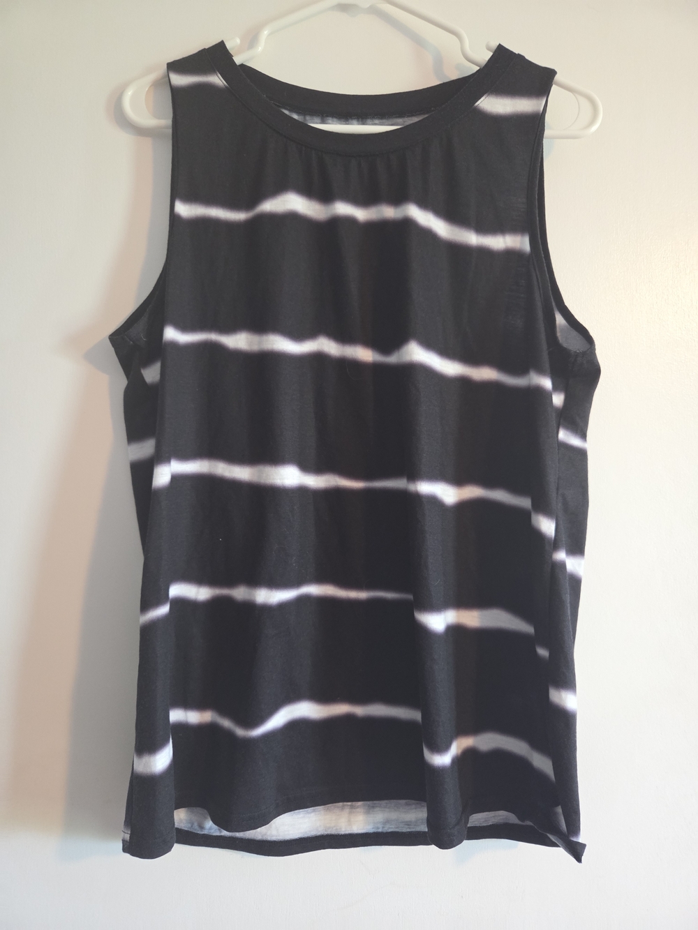 SHEIN Black Tank Top with White Stripe Accents